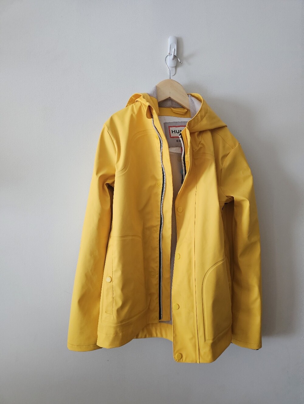 Kids HUNTER Bright Yellow Rain Jacket with Hood Kids Boys Girl